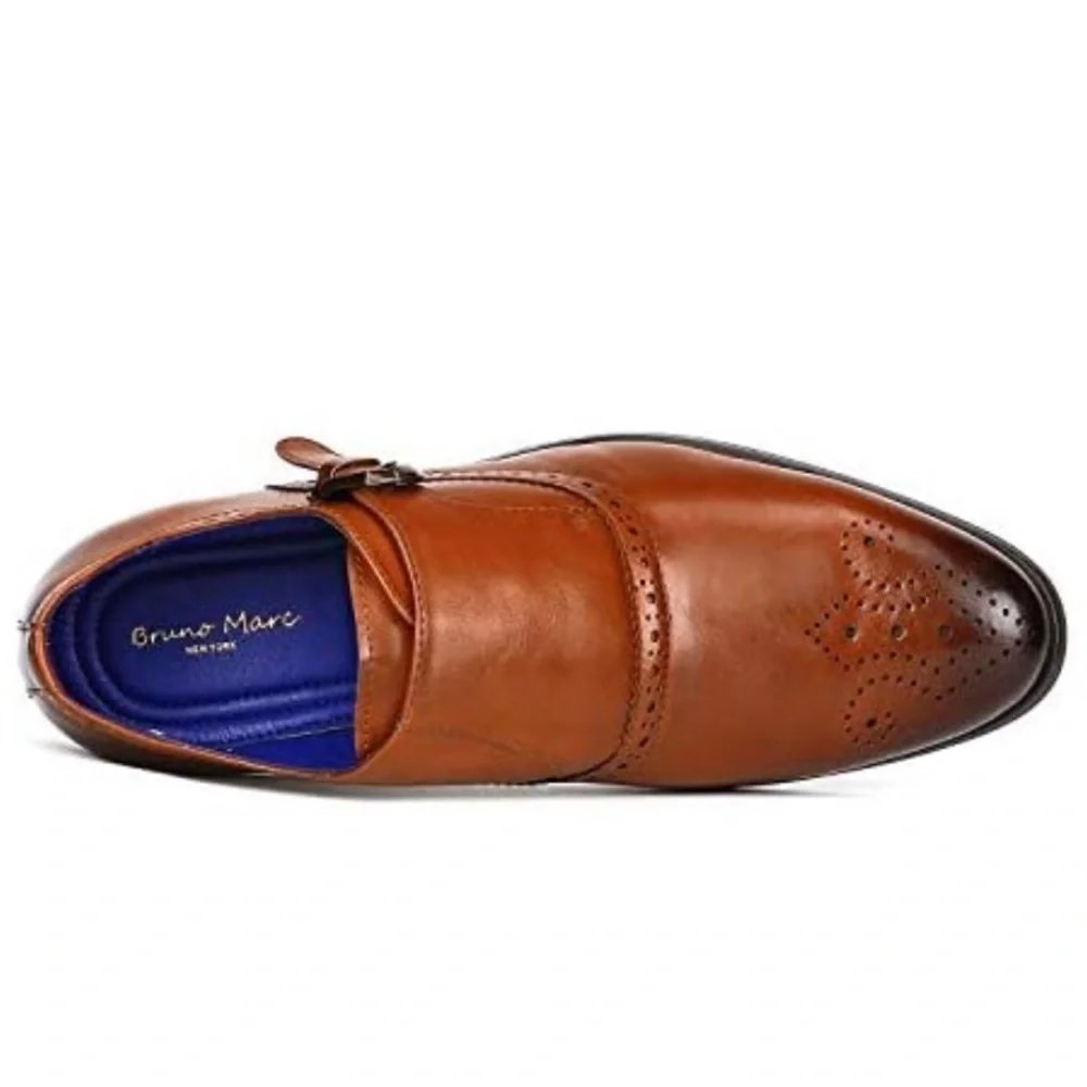 Bruno Marc New York‎ Florence Oxford Monk men’s shoes camel Sz 6 1/2